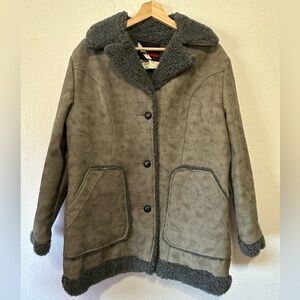 Wiman Vegan Suede and Faux Shearling Grey Coat - Large
